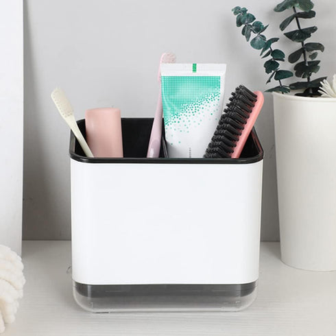 KeFanta Sink Caddy for Countertop, Sponge Holder for Kitchen Sink, Dish Sponge and Brush Holder, Plastic Dish Scrubber Organizer with Drain Pan, B...