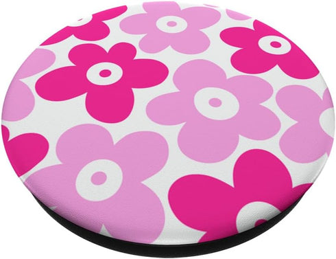 Cute Bright Groovy Retro 70s Aesthetic Daisy Flower Pink PopSockets Standard PopGrip...