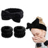 3 Pcs Bow Face Wash Headband Wristband Set Soft Spa Facial Headband Makeup Skincare Headbands Wrist Bands for Washing Face Grey...