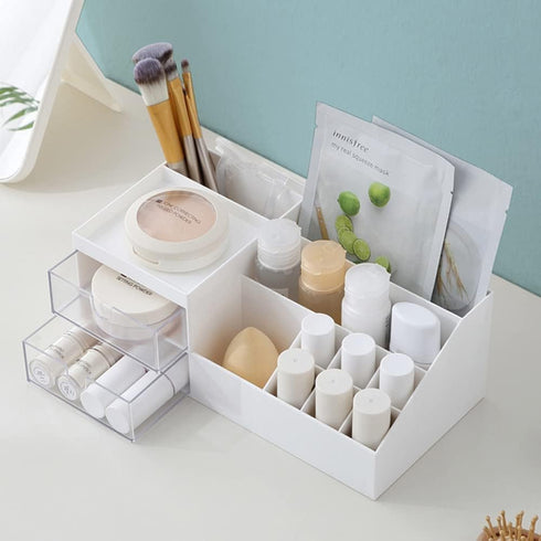 Desk Organizer Cosmetic Display Cases,Make up Organizers and Storage for Eyeshadows, Concealers, Powders, Makeup Brush, Nail Polish White...