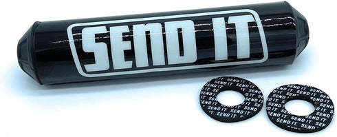 SEND IT Handlebar Pad with FREE GRIP DONUTS - Universal Fit for Dirt Bikes and ATVs Crossbar (BLACK, Round)...