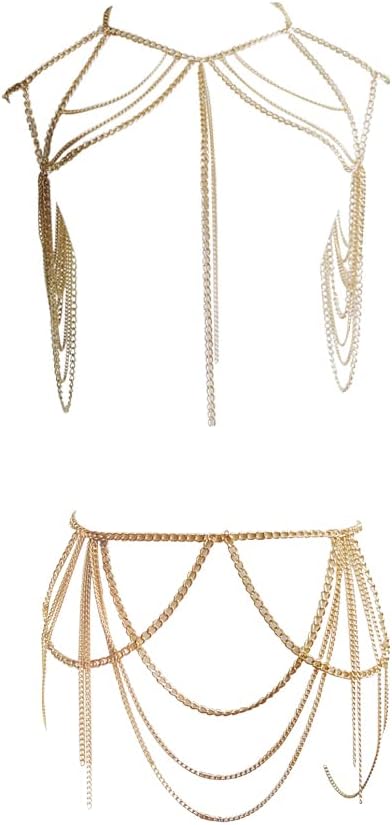 Sexy Body Chain Set Layered Necklace Bra Waist Chain Summer Fashion Bohemian Jewelry Suit for Beach Party Holidy...