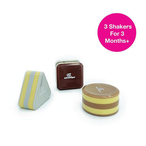 Edushape My First Shakers Boho Chic Basic Shapes - Baby Maracas with Soothing Sound - Musical Egg Shakers for Babies - Grasping and Teething Rattl...