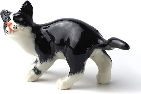 ZOOCRAFT Black Cat Figurine Ceramic Animal Miniature Handcrafted Kitten Gift Decor DIY Craft Design Collectible, 1.10 x 2.40 x 1.34 inches...