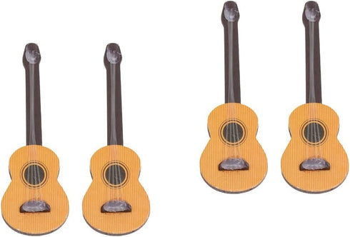 Healifty Base Guitar 4PCS Wooden Miniature Guitar Dollhouse Mini Musical Instrument Photo Props Doll House Model Home Decor...