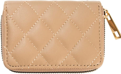 RFID Small Wallet Women Mini Credit Card Holder Organizer Case with Zipper Slim Almond...