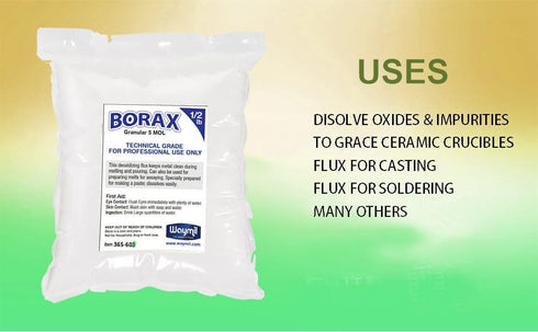 Borax Flux 1/2 Pound Melting Gold Silver Crucible Glaze Jewelry Casting 8oz...