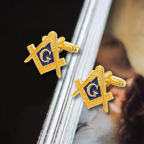 Gudeke Masonic Compasses Freemason Mason Pin and Cuff links and Tie Clip Set...