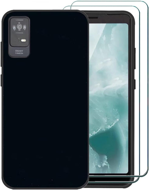 for TCL ION V Case with Screen Protector, TCL ION X Case, Black Slim Flexible TPU Case with Screen Protector Shock Absorbing Protection Silicone C...