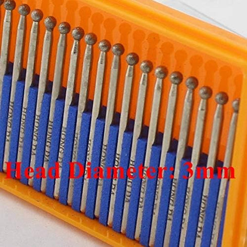 JINGLING Diamond Grinding Bits 3 mm Spherical Head with 1/8 Inch Shank Rotary Tools for Dremel Accessories Pack of 30Pcs...