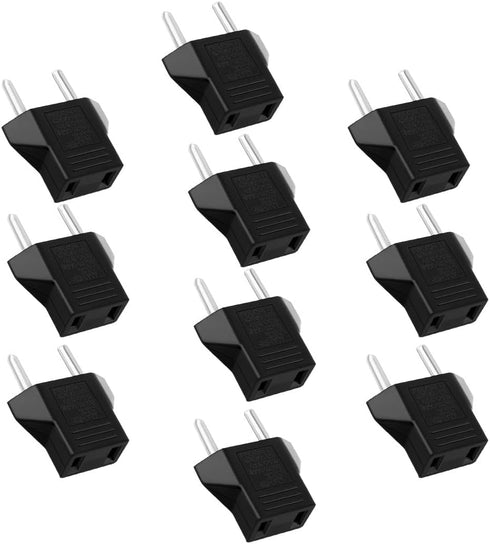 (10Pcs) American to European Outlet Plug Adapter,EU Plug to USA Socket Travel Power Plug,European Round pin Plug to USA/Japan Socket Travel Conver...