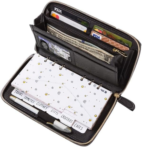 Cash Envelope Wallet All in One Budget System with 12x Tabbed Cash Envelopes, 12x Monthly Budget Cards,1x Yearly budget planner sheet Complete Mon...