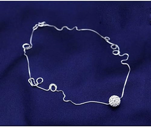 CIShop S925 Sterling Silver Chain Full Diamond Crystal Ball Sparkle Colla Pendant Necklace for Women...