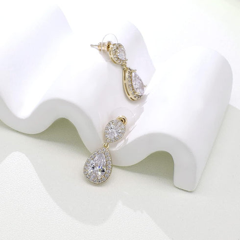 UDYLGOON UDORA Teardrop Cubic Zirconia Drop Earrings Necklace Bridal Jewelry Sets Wedding Prom Gifts For Bridesmaid...