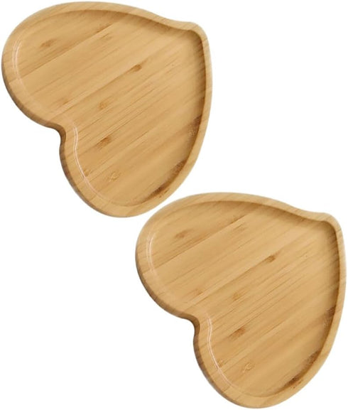 PRETYZOOM Heart Shaped Cutting Board 2pcs Valentines Day Wood Bamboo Serving Board Cheese Platter Tray Heart Charcuterie Bread Board for Appetizer...