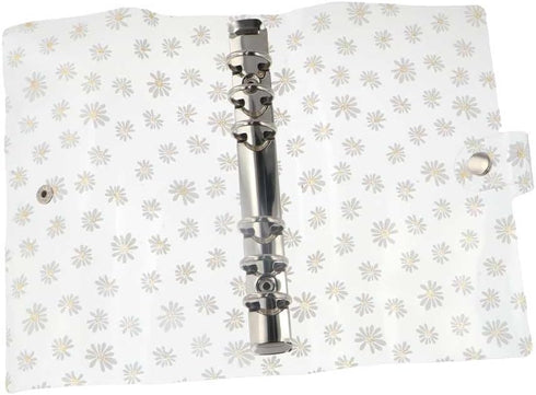 A6 PVC Binder Cover,Clear Daisy A6 Binder Cover Refillable Notebook Binder,Notebook Loose Leaf Binder with Snap Button,for Travel, Office Supplies...