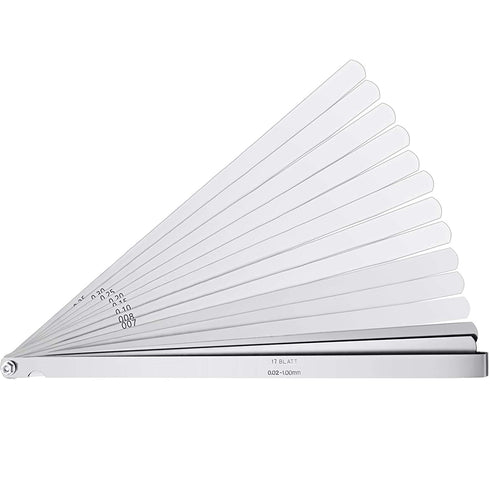 17 Blades Long Feeler Gauge 0.02-1.00 mm, Stainless Steel Feeler Gauge Dual Marked Metric and Imperial Measuring Tool(0.02-1.00 mm, 17 Blades)...