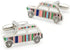 Men's Fashion Cufflinks Muti-color Stripes Mini Car Design Quality Brass Material Cuff Links with Gift Box...