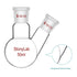 StonyLab Glass 50ml Heavy Wall 2 Neck Round Bottom Flask RBF, with 19/22 Center and Side Standard Taper Outer Joint - 50mL...