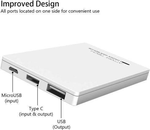 Dual USB Output Super Slim Power Bank Ultra Thin, 3000mAh Portable Charger Mini External Phone Battery Pack Small Dual Outlet, Emergency Phone Pow...