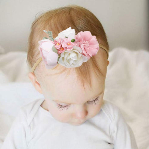 Baby Girl Nylon Headbands Flower Hair Bows Accessories-Elastic Hair Band Crown Handmade FLoral Wraps Birthday Gifts for Girls Newborn Infant Toddl...