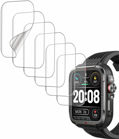 Screen Protector Compatible with SKG R8 and KEEPONFIT IDS01 1.8” Military Fitness Tracker Smartwatch, Soft TPU, 6 pieces, Bubble Self-healing...