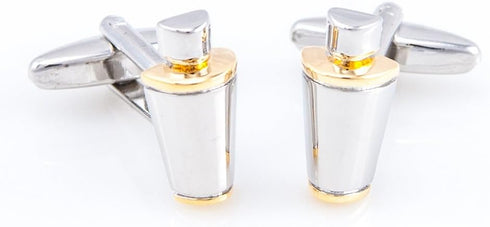 Martini Cocktail Shaker Mixed Drinks Bartender 2 Tone Pair Cufflinks in Presentation Gift Box & Polishing Cloth...