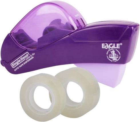 Eagle Automatic Tape Dispenser, Tape Gun, Single Handheld Design, Free 1 Roll of 0.5 Inch (12 mm) and 1 Roll of 0.75 Inch (19 mm) Tapes (Purple)...