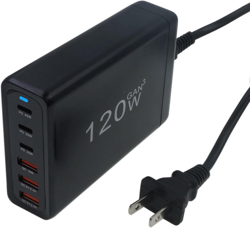 120W Fast 6 Ports Desktop Charging Station,USB C Charging Hub for Multiple Devices, Travel USB Charger Block for iPhone 15 Pro Max 14 Pro Max 13 P...