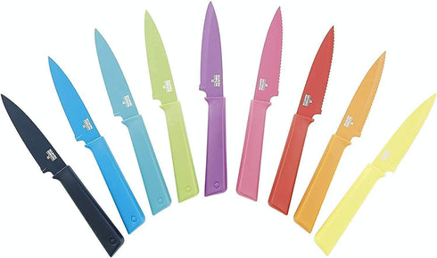 KUHN RIKON Colori+ Non-Stick Straight Paring Knife with Safety Sheath, 4 inch/10.16 cm Blade, Green...