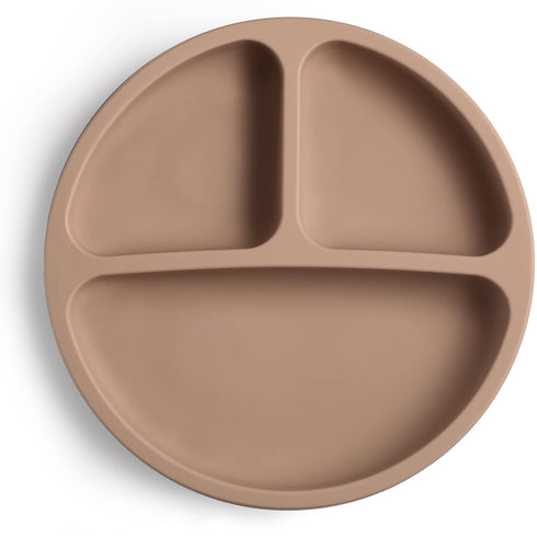 VITEVER Suction Plate with Lid for Toddler, Baby & Kid, 100% Food-Grade Silicone, Divided Design, Microwave & Dishwasher Safe - Natural...