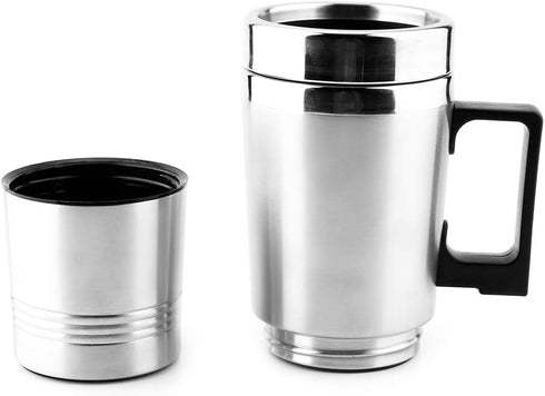 Car Heating Cup, 350ML + 150ML Stainless Steel Portable Automobile Hot Water Cup Electric Quick Heating Bottle Heater Boiler for Tea Coffee Water...
