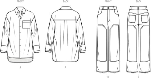 Know Me Misses' Oversized Shirt and Pants Sewing Pattern Packet, Sizes 8-10-12-14-16, Multicolor...
