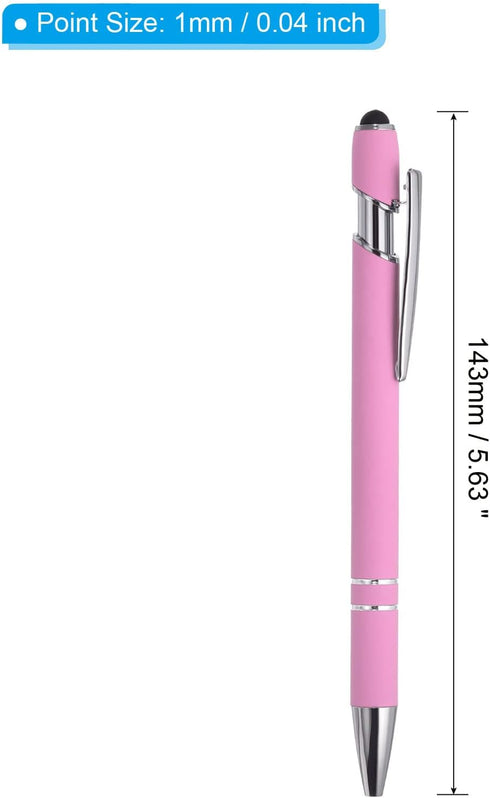 PATIKIL Ballpoint Pen with Stylus Tip, 6 Pack 2 in 1 Metal Pen Black Ink 1.0mm Medium Point Stylus Pen for Touch Screens Style 1, Light Purple...