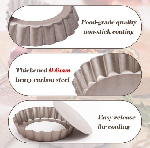 Webake 4 Inch Mini Tart Pan Set of 6, Non-Stick Small Tart Mold Quiche Pans with Removable Bottom Mini Tart Tins...