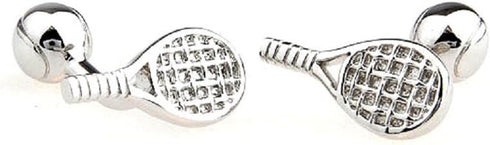 Tennis Racquet and Ball Pair Cufflinks in a Presentation Gift Box & Polishing Cloth...