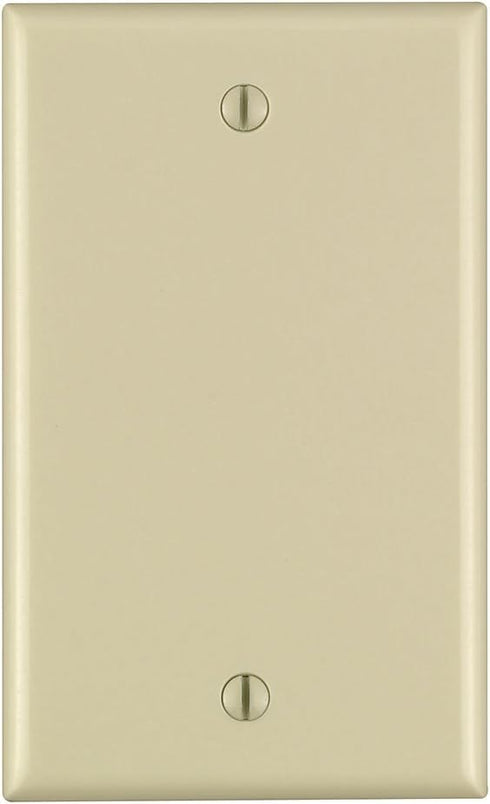 Leviton 80714-I 1-Gang No Device Blank Wallplate, Standard Size, Thermoplastic Nylon, Box Mount, Ivory...