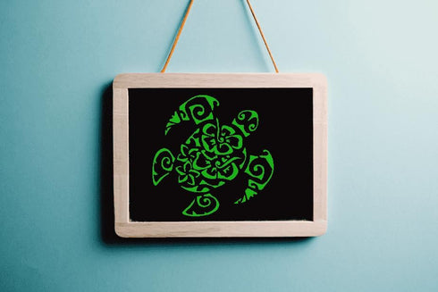 Custom Nautical Tiki Turtle Flower Stencil - 5.5 x 5.5 Inches, Personalized Reusable Plastic Stencil for DIY Oceanic Creations...