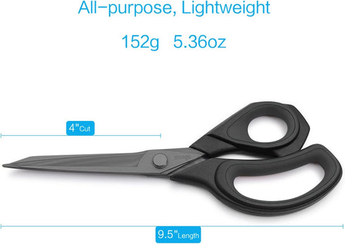 LIVINGO 9.5” Sharp Fabric Scissors, All Purpose Heavy Duty Titanium Coated Premium Forged Stainless Steel Tailor Dressmaking Sewing Shears Comfort...