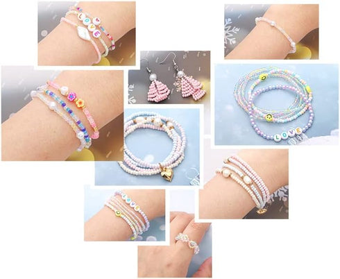 Mix 15 Color Glass Seed Beads Tube Beads Glass Bugle Beads Loose Kit for Jewelry Making DIY Craft Beading (Mix 15 Color, Gold)...