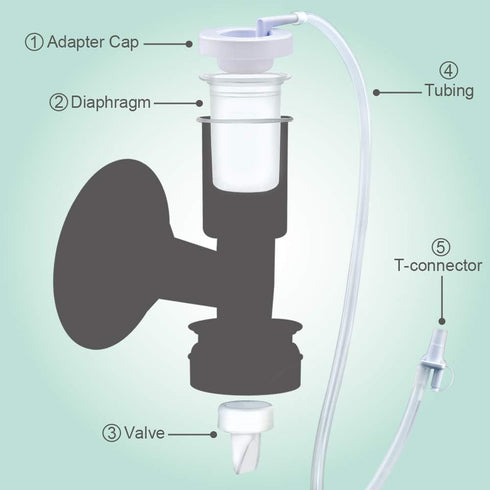 Maymom Pump Parts Compatible with Ameda Purely Yours Pumps, MYA Joy; Incl. Top Cap, Silicone Membrane, Duckbill, Tubing and Adapter; Replaces Amed...