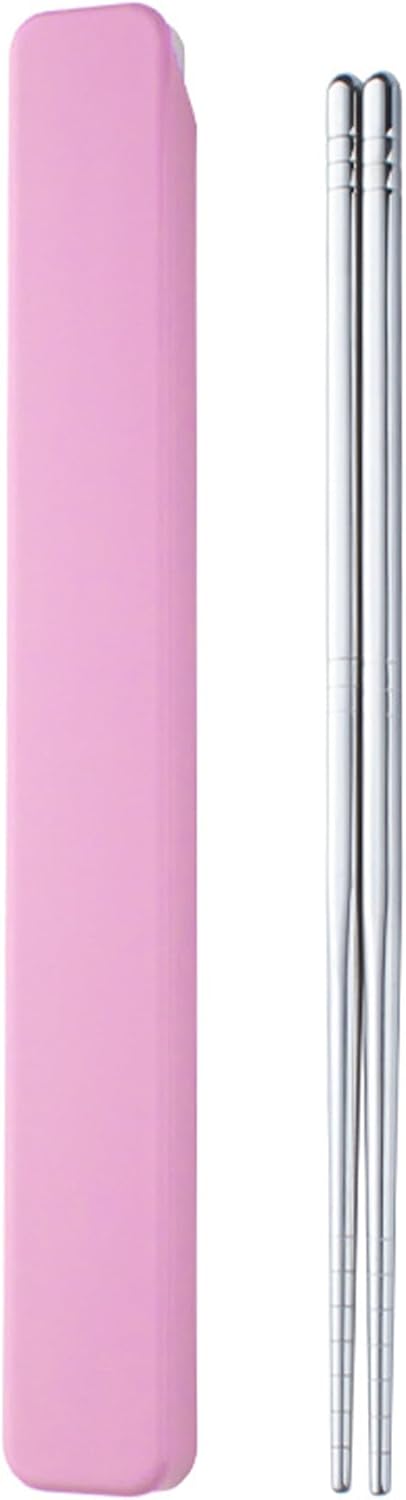 Metal Chopsticks 1 Pair Reusable Chopsticks Stainless Steel Chopsticks with Pull Design Case Portable Utensil for School Home Office Camp Travel B...