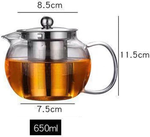 Glass Teapot with Removable Infuser Stovetop & Microwave Safe Borosilicate Clear Glass Teapot (22OZ)...