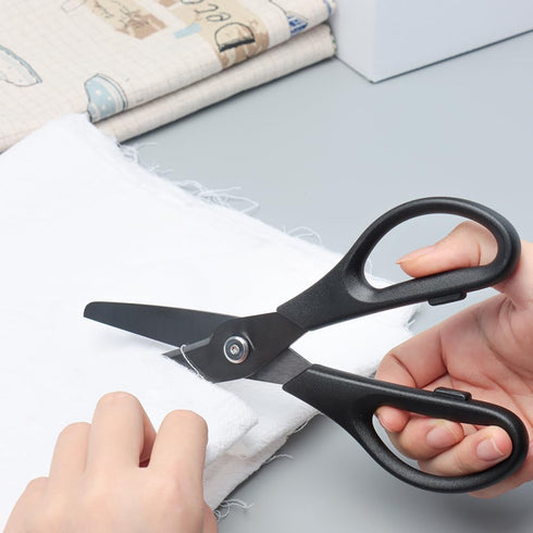 All Purpose Ceramic Scissors 8" Black Straight Shears Non-Sticking Sharp Blade Comfort ABS Grip Blunt Tip Safety Cutting Tool for Office School Cr...