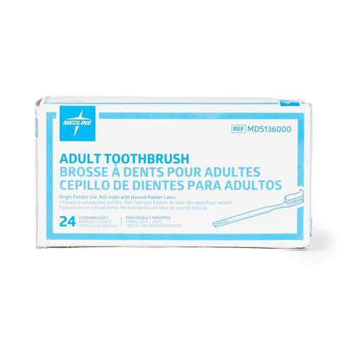 Medline Individually Wrapped Adult Toothbrush, Bulk Packaged, Great for Donations or at Home Use (Pack of 144)...