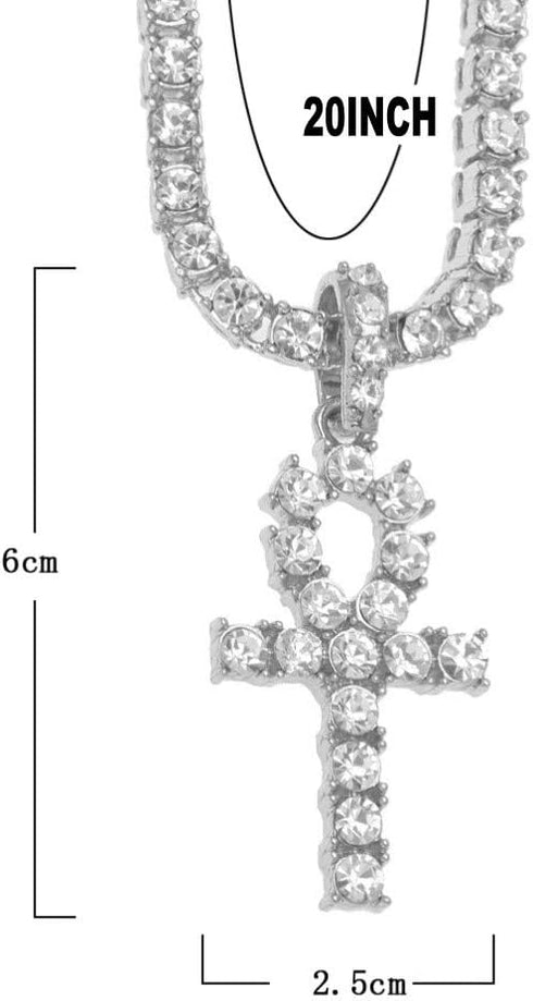 putouzip 18K Gold Iced Out Cross Pendant 316L Stainless Steel Cuban Link Chain Necklace For Men Women...