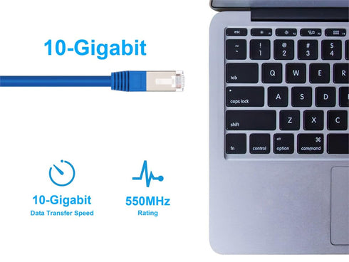 Monoprice Cat6A 2ft Blue Patch Cable Double Shielded (S/FTP) 26AWG 10G Pure Bare Copper Molded RJ45 Entegrade Series Ethernet Cable...