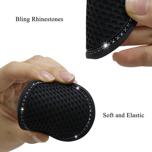 SUNCARACCL Car Cup Holder Coaster, 2 Pack Universal Bling Vehicle Insert (2.75" Diameter), Crystal Rhinestone Car Interior Accessories (Black with...