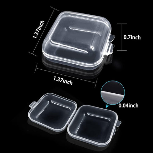 lyfLux 50 Packs Small Clear Plastic Storage Containers, Mixed Empty Mini, Case with Lids for Small Items and Other Craft Projects (1.37 x 1.37 x 0...