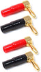 2 Pair 4mm Banana Plugs Screw Type Banana Plug 90 Degree Right Angle Speaker Cable Connector Copper Gold Plated (2 Black + 2 Red)...